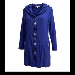 Neon Buddha Button Front Tunic Jacket Cardigan Royal Blue Size M NWT